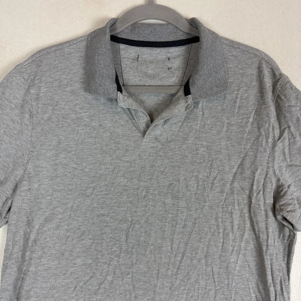 Banana Republic Polo Shirt Mens Large Gray Solid Short Sleeve 100% Cotton Knit